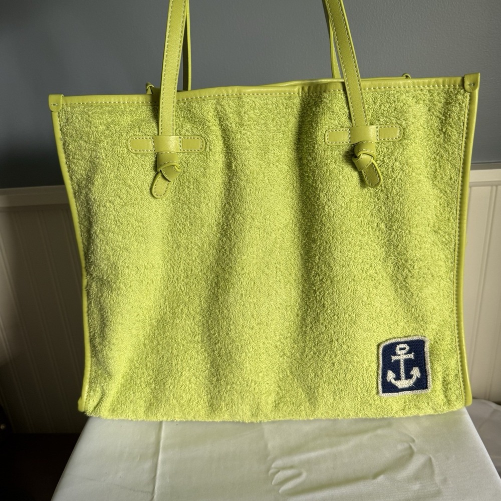 GIANNI CHIARINI Marcella Club Versilia Large Tote Bag Ltd Ed Lime Green Pouch